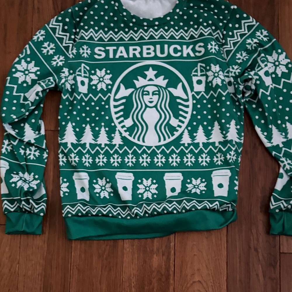Starbucks Festive Green Crewneck Sweater